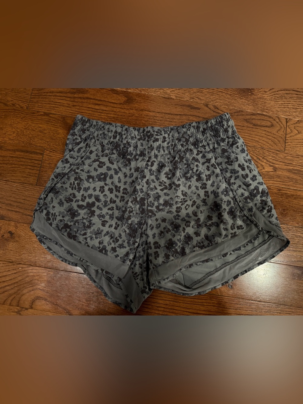 Women’s Athleta Dark Gray Leopard Print Athletic Shorts
